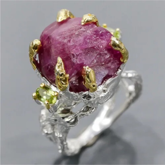 Atlanta Gem & Mineral Show Jewelry - Awe Inspiring Genuine Raw Uncut Genuine Ruby Ring